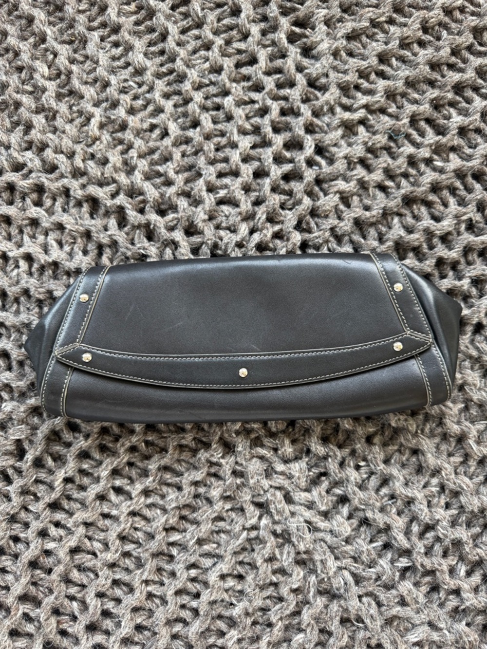 Vintage Cole Haan ‘Trinity’ su05 Black Leather Clutch with Contrast Stitching
